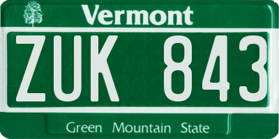 VT license plate ZUK843