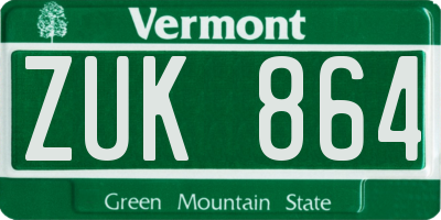 VT license plate ZUK864