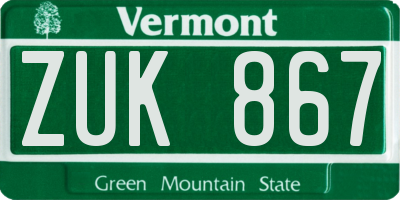 VT license plate ZUK867