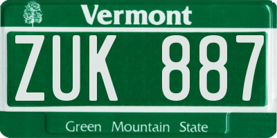 VT license plate ZUK887