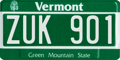 VT license plate ZUK901