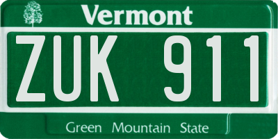 VT license plate ZUK911