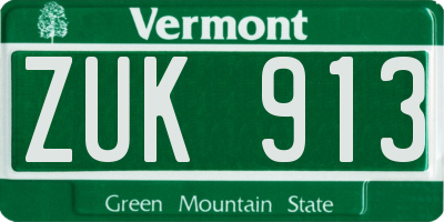 VT license plate ZUK913