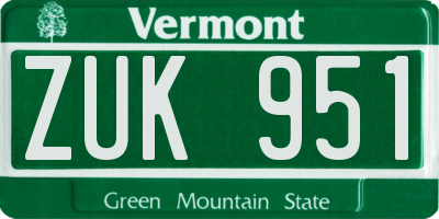 VT license plate ZUK951