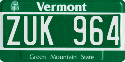 VT license plate ZUK964