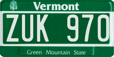 VT license plate ZUK970
