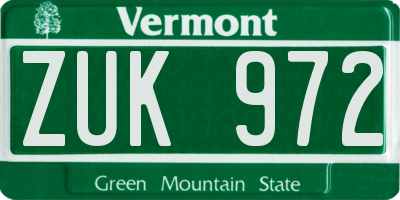 VT license plate ZUK972