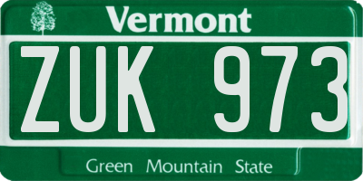 VT license plate ZUK973