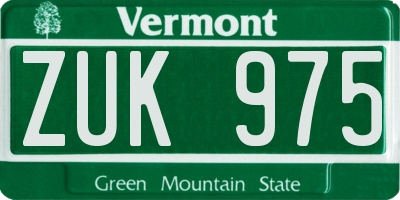VT license plate ZUK975