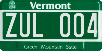 VT license plate ZUL004