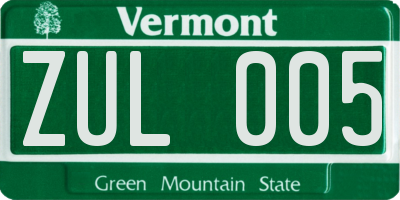 VT license plate ZUL005