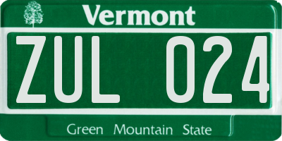 VT license plate ZUL024