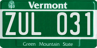 VT license plate ZUL031