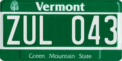 VT license plate ZUL043
