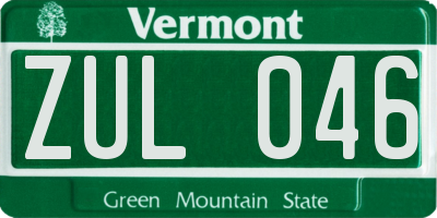 VT license plate ZUL046