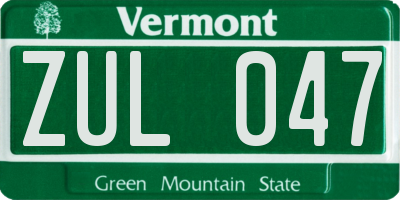 VT license plate ZUL047
