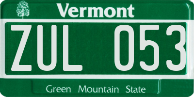 VT license plate ZUL053