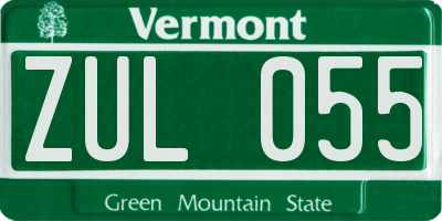 VT license plate ZUL055