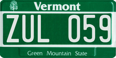 VT license plate ZUL059