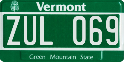 VT license plate ZUL069