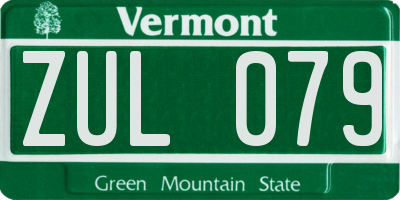VT license plate ZUL079