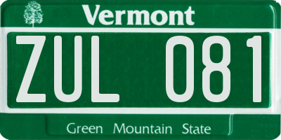 VT license plate ZUL081