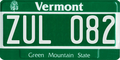 VT license plate ZUL082