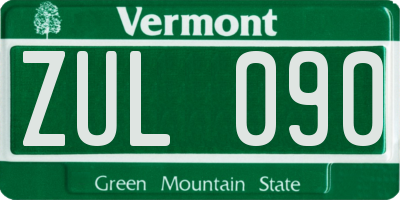 VT license plate ZUL090