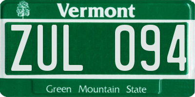 VT license plate ZUL094