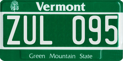 VT license plate ZUL095