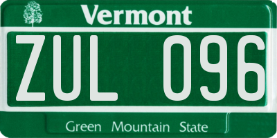 VT license plate ZUL096