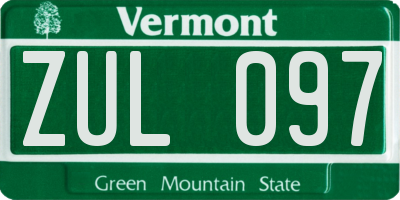 VT license plate ZUL097