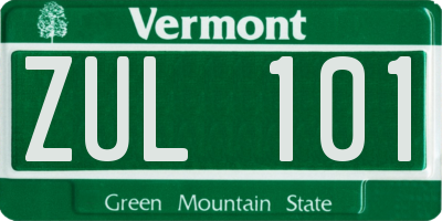 VT license plate ZUL101