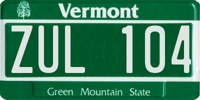 VT license plate ZUL104