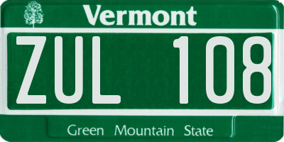 VT license plate ZUL108