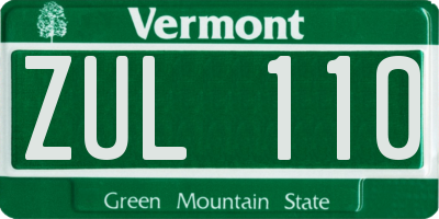 VT license plate ZUL110