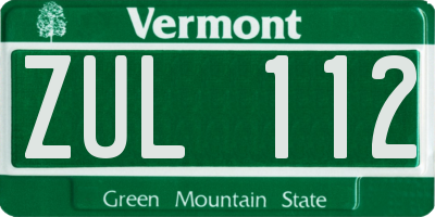 VT license plate ZUL112