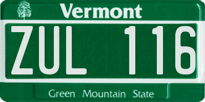 VT license plate ZUL116