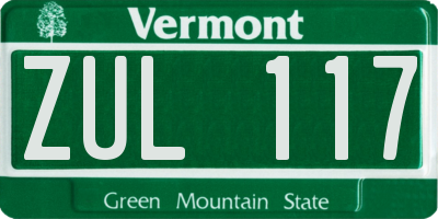 VT license plate ZUL117