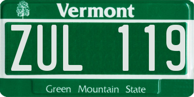 VT license plate ZUL119