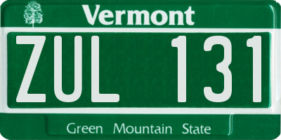 VT license plate ZUL131