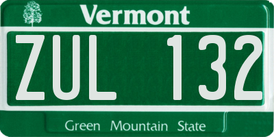 VT license plate ZUL132