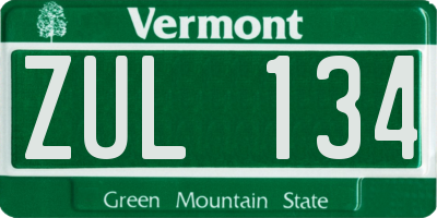 VT license plate ZUL134
