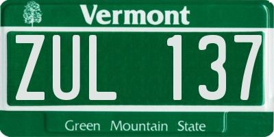VT license plate ZUL137