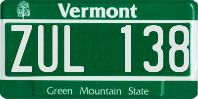 VT license plate ZUL138