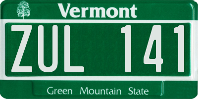 VT license plate ZUL141