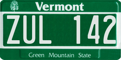 VT license plate ZUL142