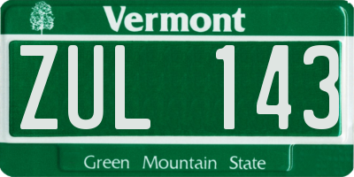 VT license plate ZUL143