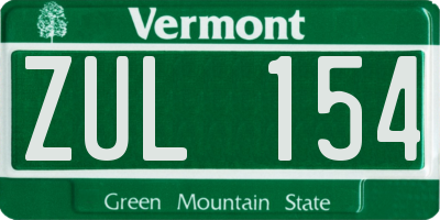 VT license plate ZUL154