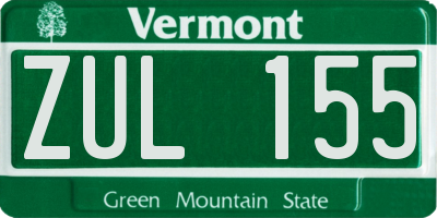 VT license plate ZUL155